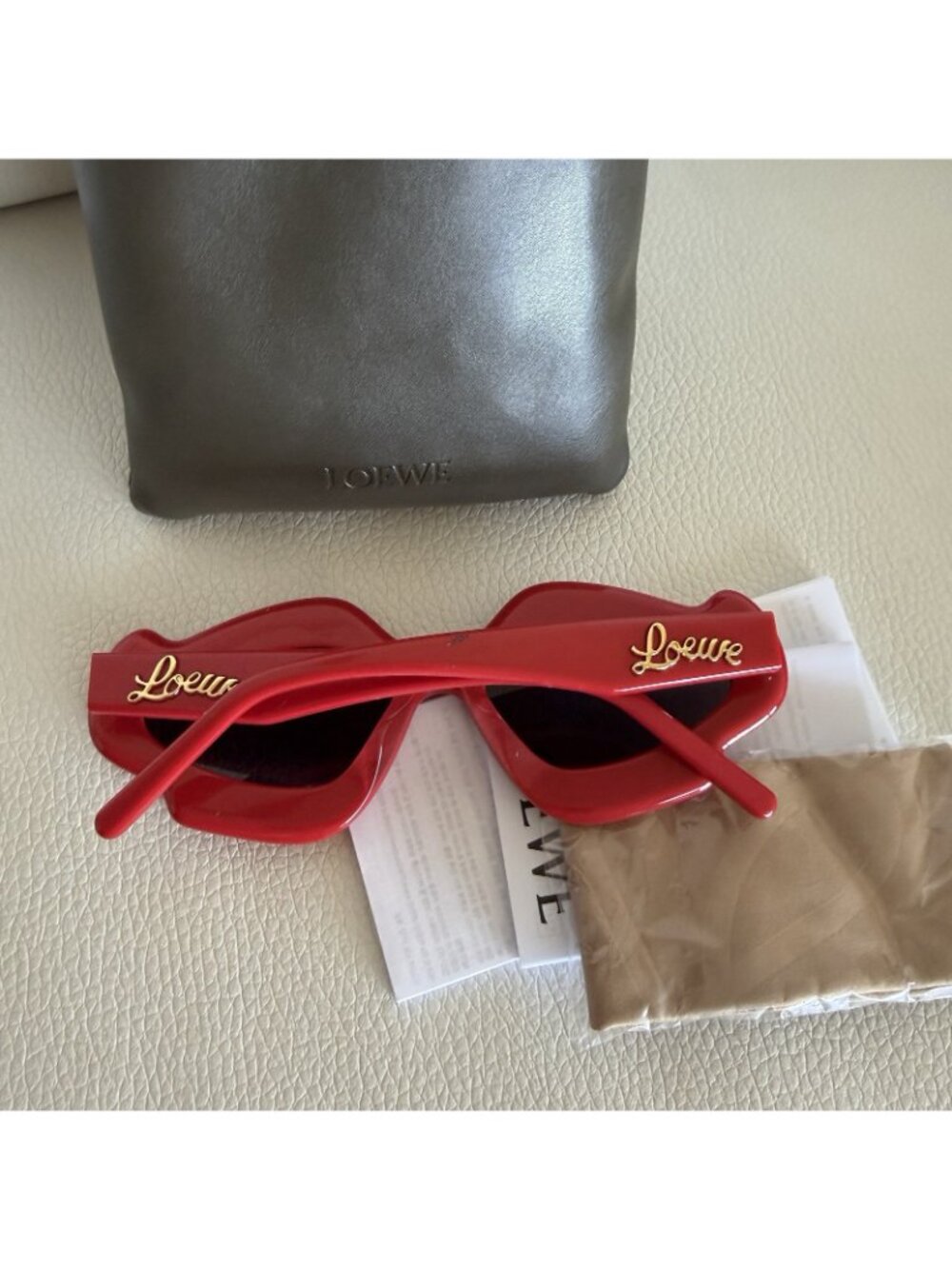 NEW LOEWE Sunglasses Oval Flame Red Acetate 100% Authentic - Picture 4 of 10
